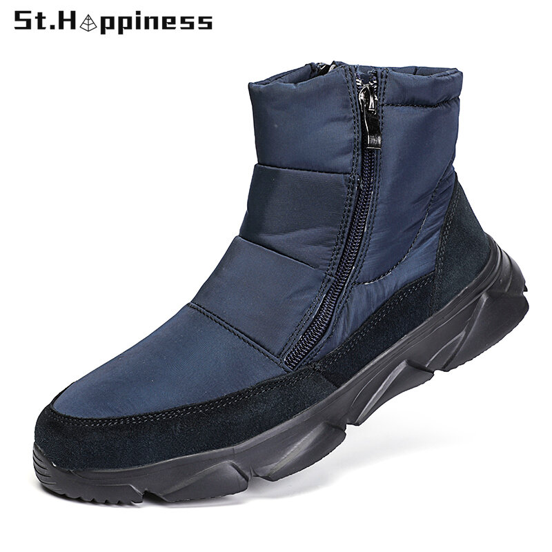 2021 New Winter Men Boots Fashion Waterproof Plush Warm Snow Boots Outdoor Non Slip Casual Keep Warm Ankle Boots Big Size