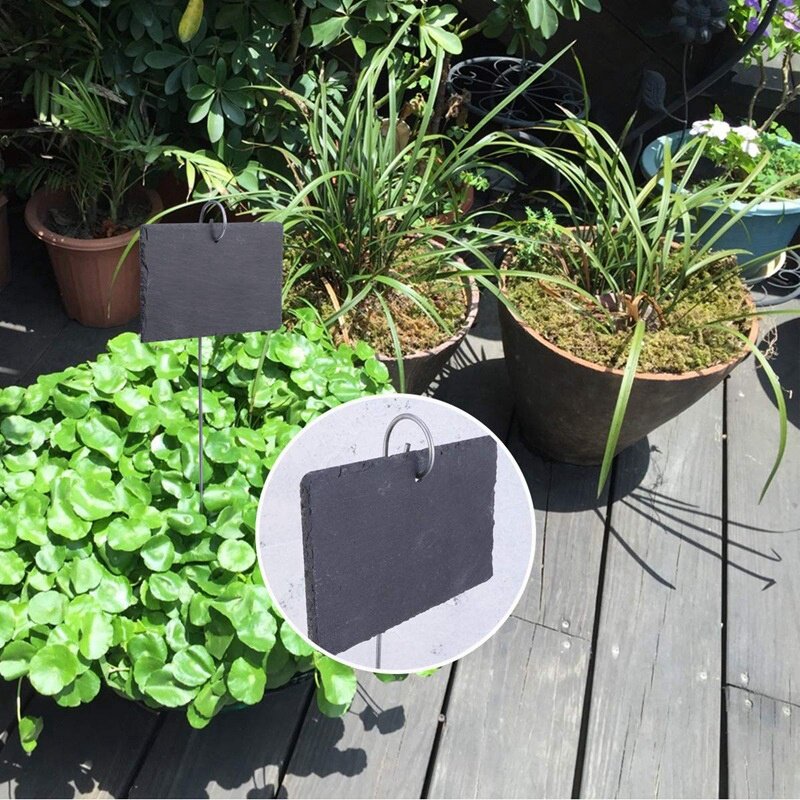 10個の植物ラベルガーデンマーカー看板ラベル全天候再利用可能なスレートぶら下げためタグ花壇フラワーポットプランター