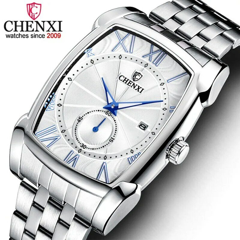 Chenxi relógio de negócios mentop marca luxo vida à prova dwaterproof água banda aço inoxidável quartzo relógio de pulso moda relogio masculino