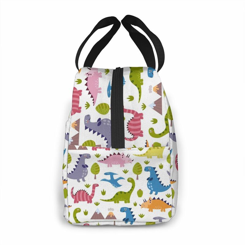 Cute Dinosaur Waterproof Portable Insulated Lunch Bag, Washable And Reusable, Suitable For Outdoor Travel Picnic School Office