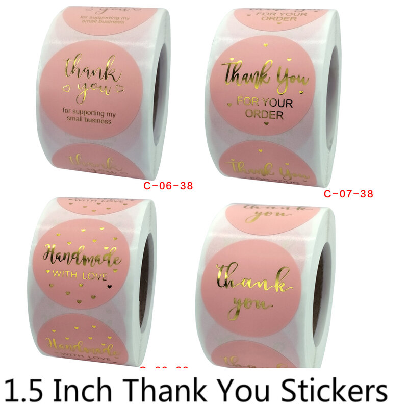 1.5 Roze Dank U Seal Stickers Perfect Voor Zakelijke En Boutique Pakketten Envelop Thanksgiving Vakantie Geschenken