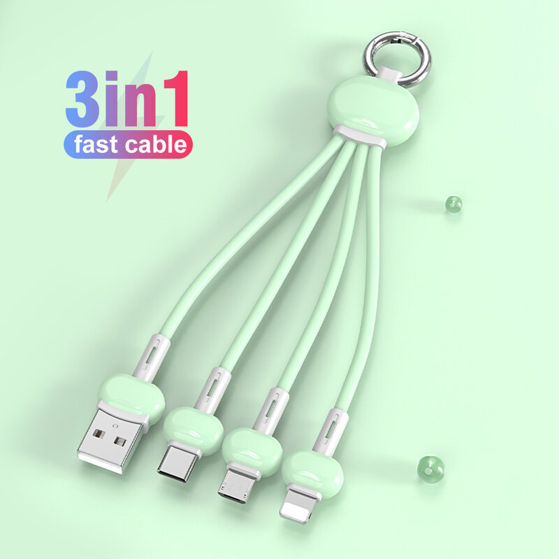 Câble multi-chargeur 2,4 a 3 en 1 Micro USB/Type C/8 broches pour iPhone 13 12 11 Huawei P40 Pro S10 câble de charge de téléphone portable