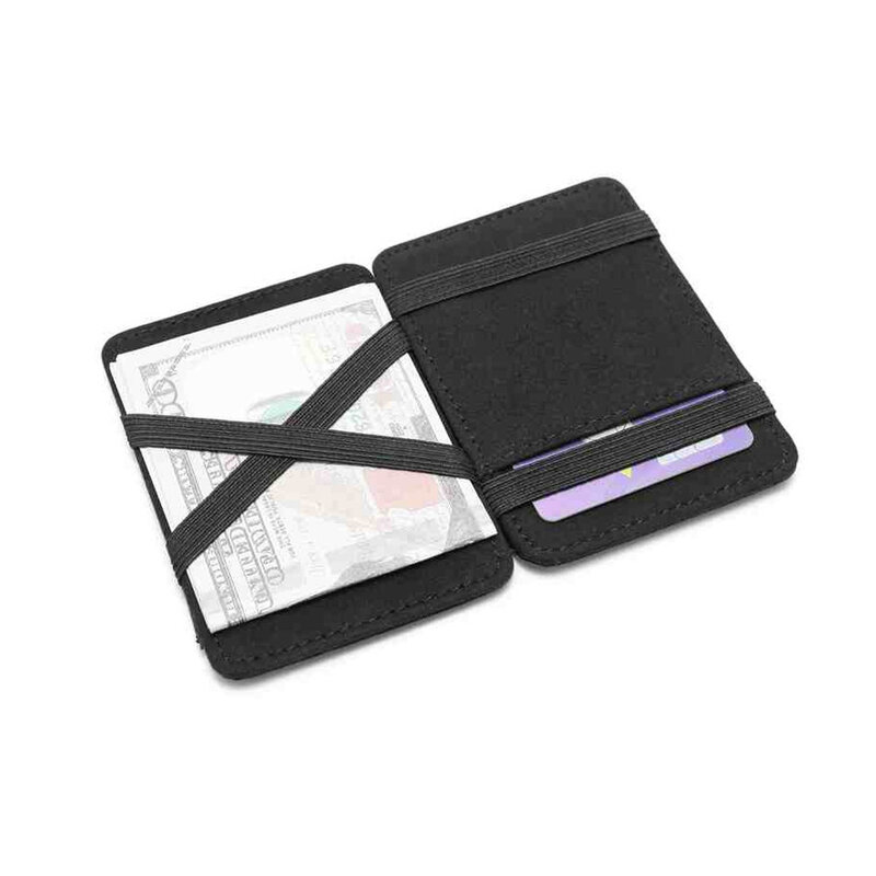 Novo 2021 moda masculina magro couro mágico carteira titular do cartão de crédito feminino pequeno clipe de dinheiro bilfold homem braçadeiras para dinheiro