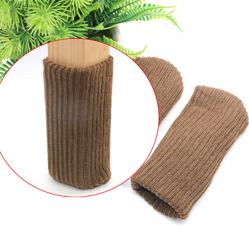 4pcs/Lot Large Knitted Chair Leg Socks Dining Table Foot Cover Furniture Foot Mat  Floor Protector Stool Sofa Chair Leg Caps