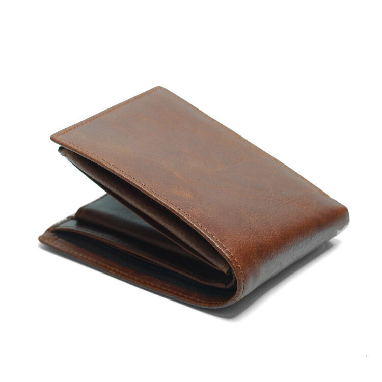 GROJITOO Genuine Leather Male Walet Men Short Wallet Multi-function Flip Double-fold Cowhide Leather Men Purse Coin Bag  