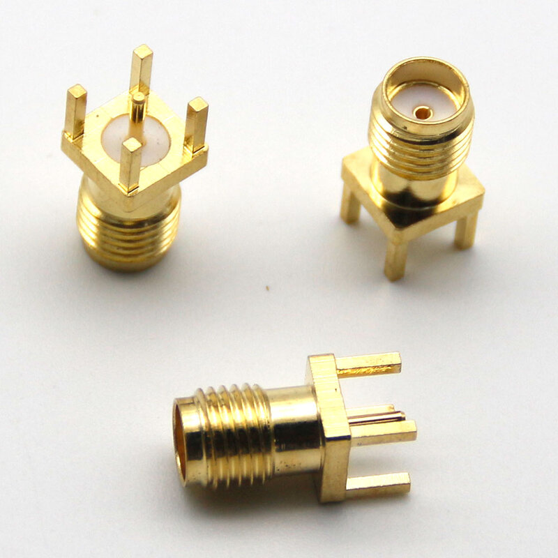 10pcs SMA Female Jack Solder Nut Edge PCB Clip Straight Mount Gold Plated RF Connector Receptacle Solder