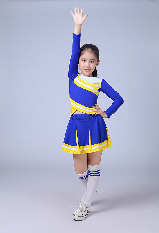 Anak-anak Lengan Panjang Tim Cheerleader Kostum Tari Studert Street Jazz Menari Pakaian Gadis Pemandu Sorak Kinerja Kostum Suit