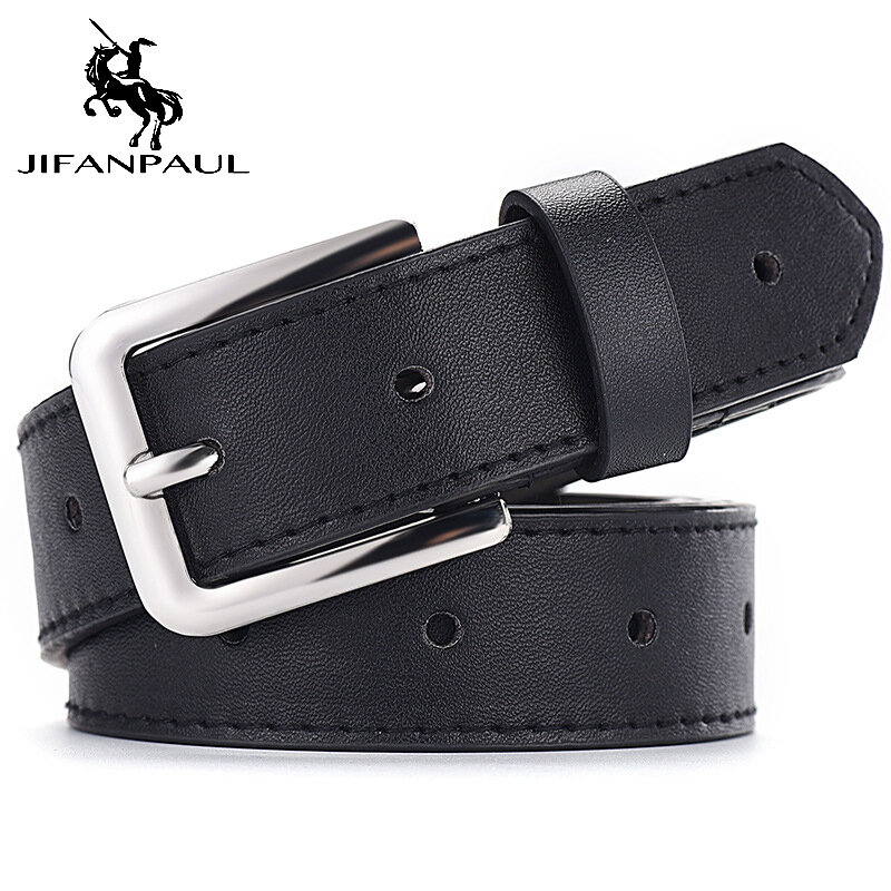 JIFANPAUL-Cinturón de piel auténtica para mujer, cinturón informal de moda para mujer, hebilla de pin de aleación, cinturones retro decorativos de tendencia