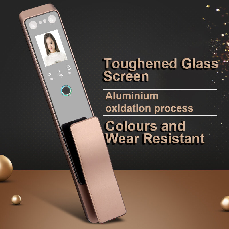 Inteligente 3d infravermelho reconhecimento de rosto fechadura da porta embutido bateria de lítio recarregável controle automático palma impressão bloqueio para casa