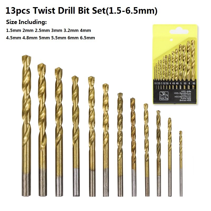 XCAN Twist Drill Bit 1.5-12mm HSS Titanium Coated Gun Drill Hole Cutter Wood Metal Drill Bit Set