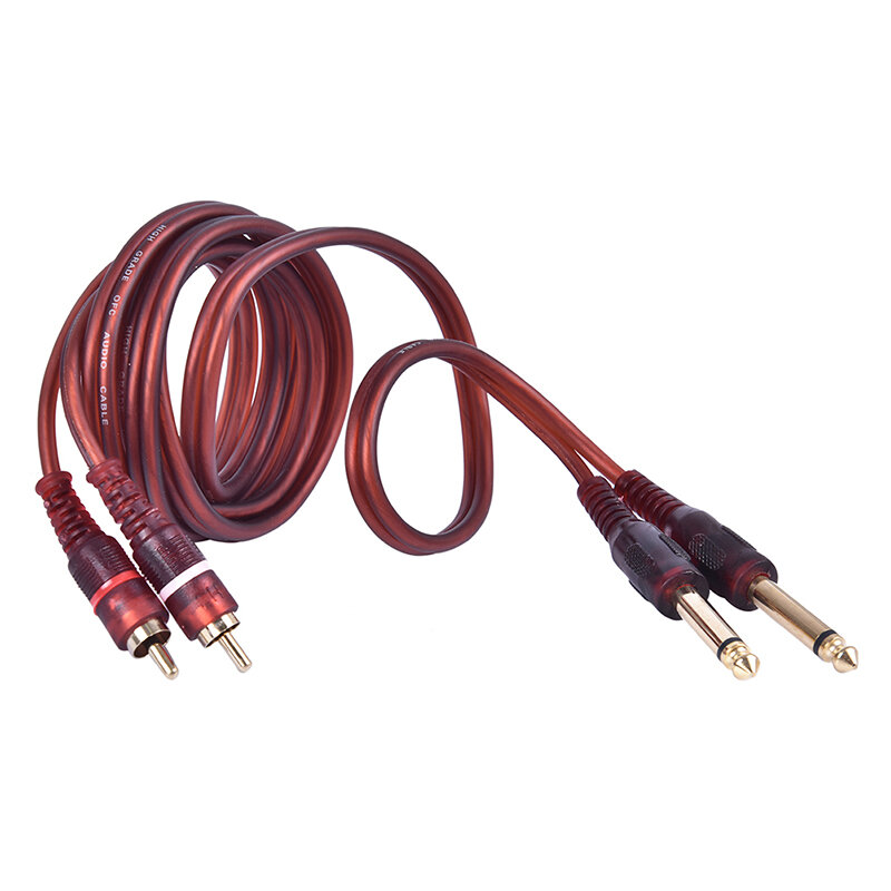 New Arrival 1pc 1.5M Cable, Dual RCA Male To Dual 6.35mm 1/4 Inch Male Mixer Audio Cable 1pc Audio Cable