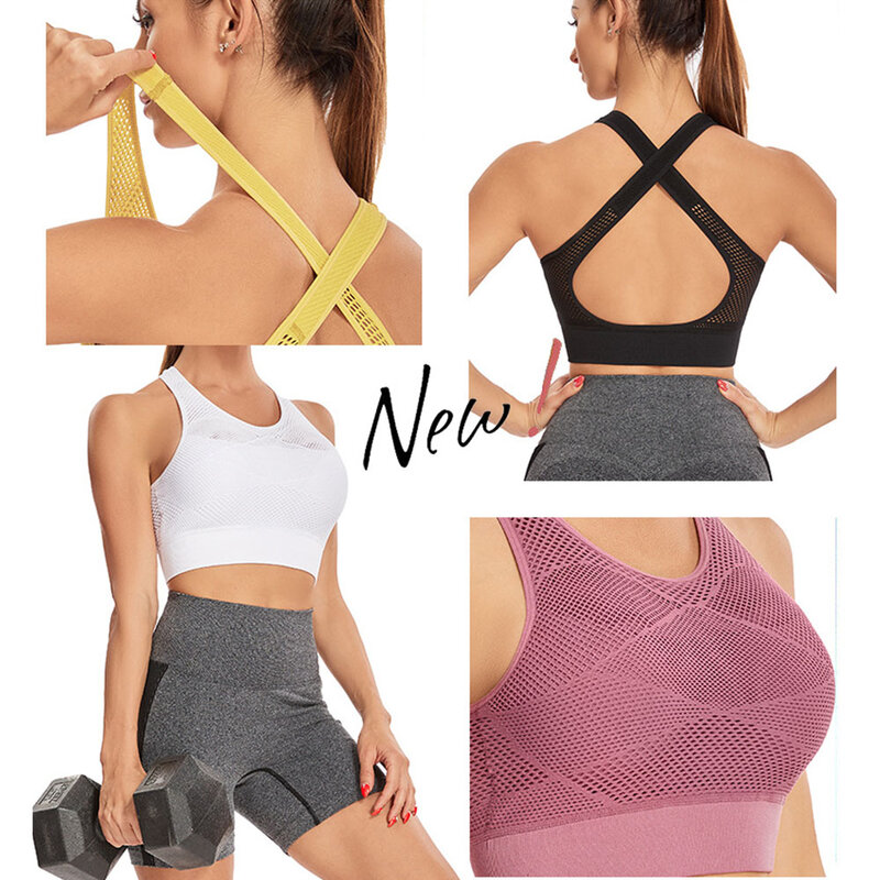 Rompi Yoga Push Up Bra Olahraga Wanita Kaus Gym Fitness untuk Wanita Pakaian Latihan Rompi Aktif Olahraga Crop Top Tank Top Pakaian Olahraga