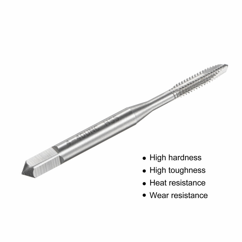 Uxcell Spiral Point Threading Tap 4-40 UNC, HSS (High Speed Steel) Mesin Thread Screw Tap 3 Straight Flute Uncoated Tap
