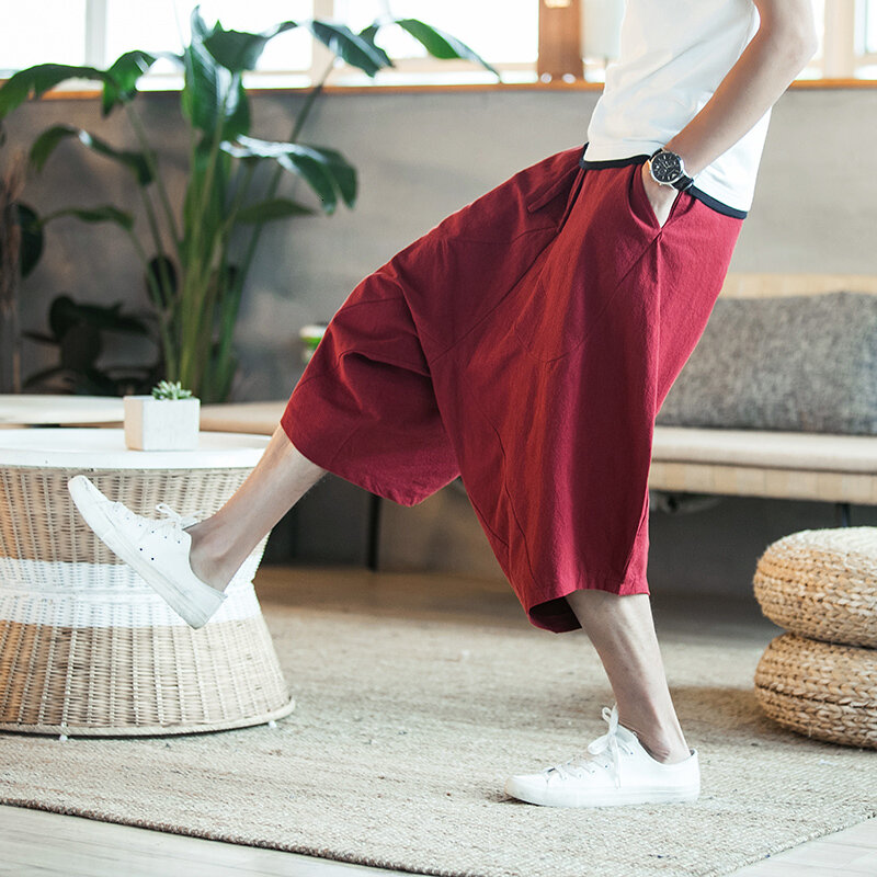 Dropshipping Men Harajuku Harem Pants 2023 Mens Summer Cotton Linen Joggers Pants Male Vintage Chinese Style Sweatpants Fashions
