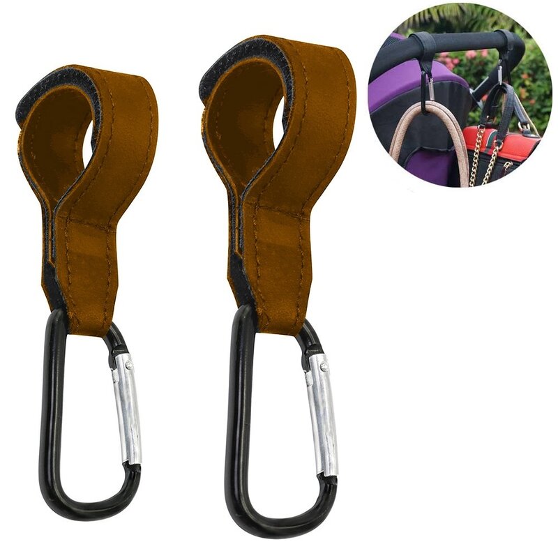 1/2pcs Thick Leather Baby Stroller Hook Accessories for Baby Car Carriage Bear 35kg Magic Stick Hook Pram Pushchair Hanger Clip