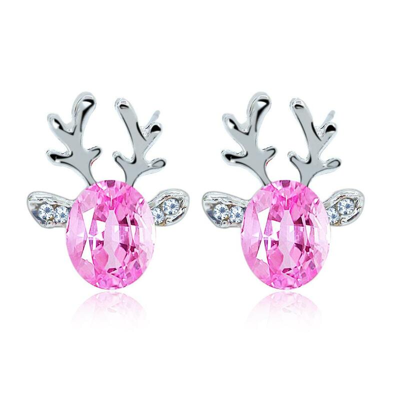 Xmas Earrings Cute Animal Mini Deer Stud Earrings Charms Women Ear Studs crystal Jewelry Christmas New Year Kids Gift 2022