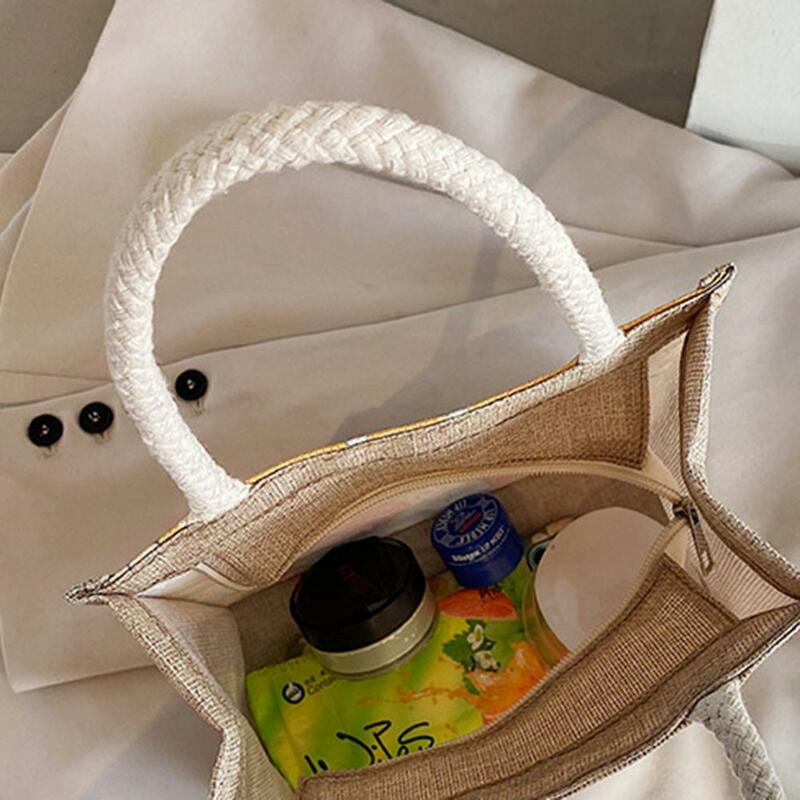 Сумка для хранения, женская сумка-тоут на молнии с принтом веревочных ручек для покупок