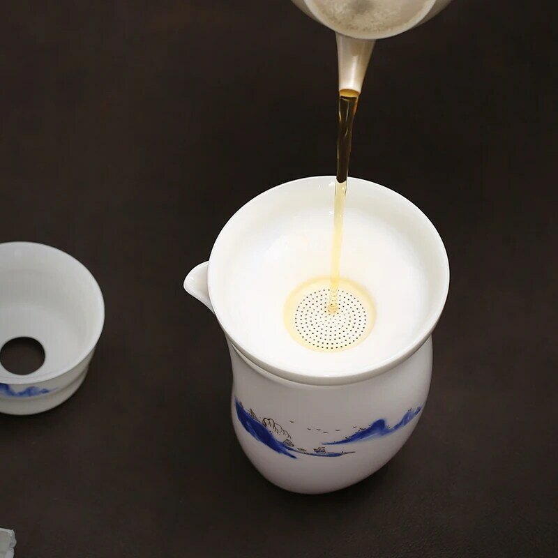 Colador de té de porcelana blanca, accesorios de juego de té de cerámica, colador de té, creativo