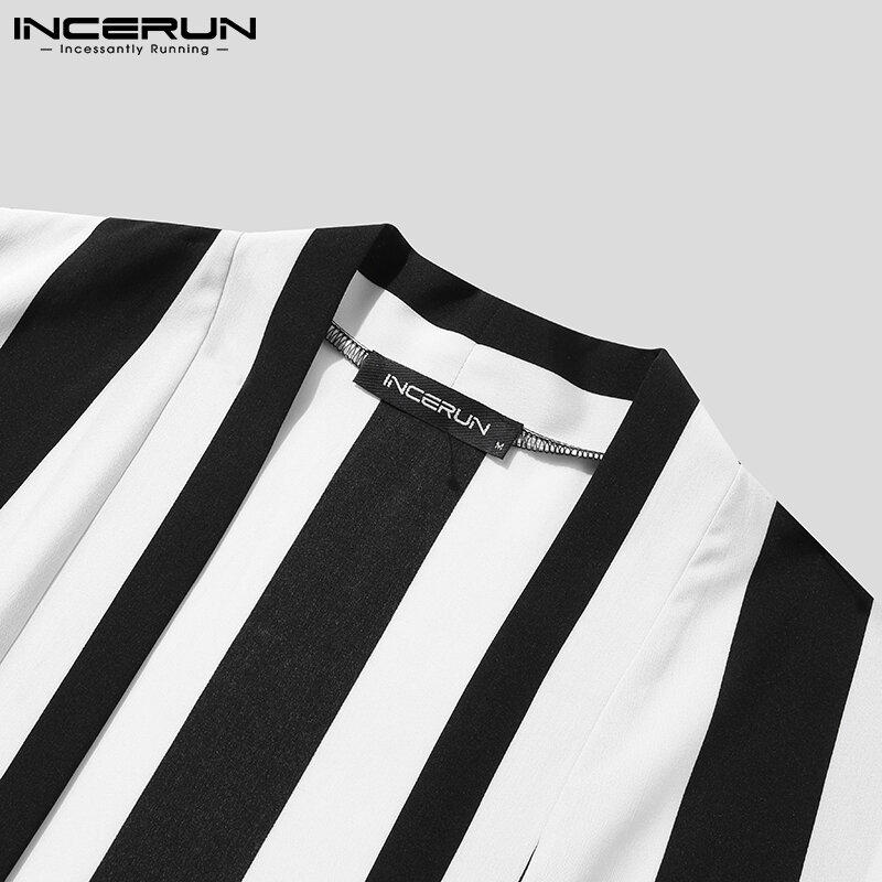 INCERUN เสื้อลำลองชายเซ็กซี่ Leisure Trench All-Match เรียบง่ายแฟชั่นผู้ชายแขนยาว Cardigan Windbreaker s-5XL 2021