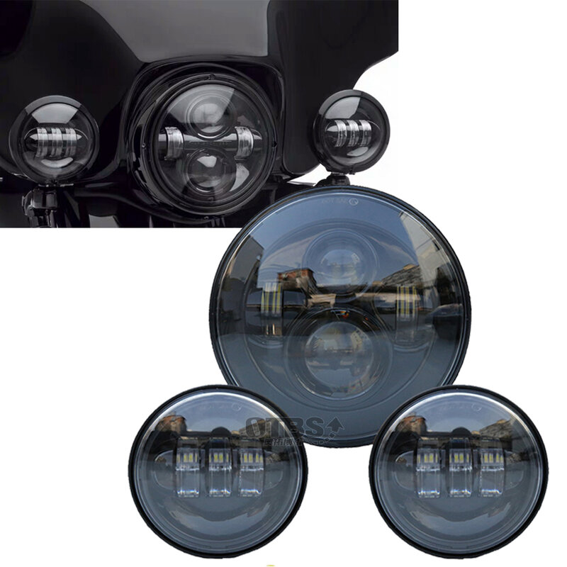 Faro de moto de 7 pulgadas proyector de moto proyector LED luces intermitentes delanteras con soporte de montaje