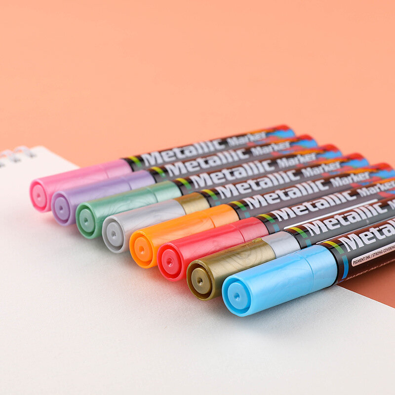 GN 24 ألوان معدنية أقلام خطاط (ماركر) ل روك اللوحة المتوسطة نقطة معدنية اللون علامات للسيراميك الزجاج البلاستيك سكرابوكينغ