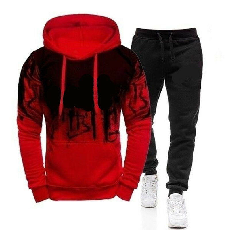 Spring Men's Hooded Sweater Set 2-piece Hooded Sweatshirt + Pants Pullover Hooded Sportswear Set Casual Men's Clothes Size M-3XL