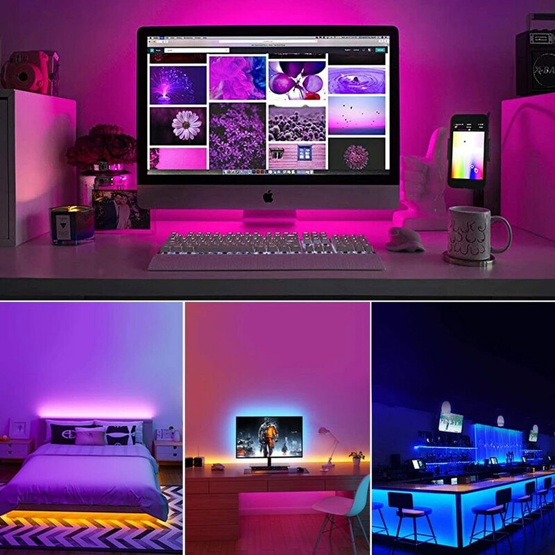 Bande lumineuse LED RGB 2835 USB avec télécommande infrarouge, 5V, pour Festival, fête, chambre à coucher, TV, ordinateur, rétro-éclairage, décoration