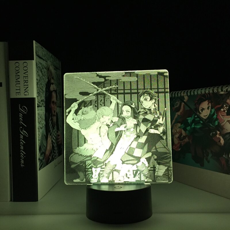Kimetsu não yaiba dois tons conduziu a luz de mesa demônio slayer grupo anime lâmpada led cor dupla para o quarto da criança decoração presente aniversário manga
