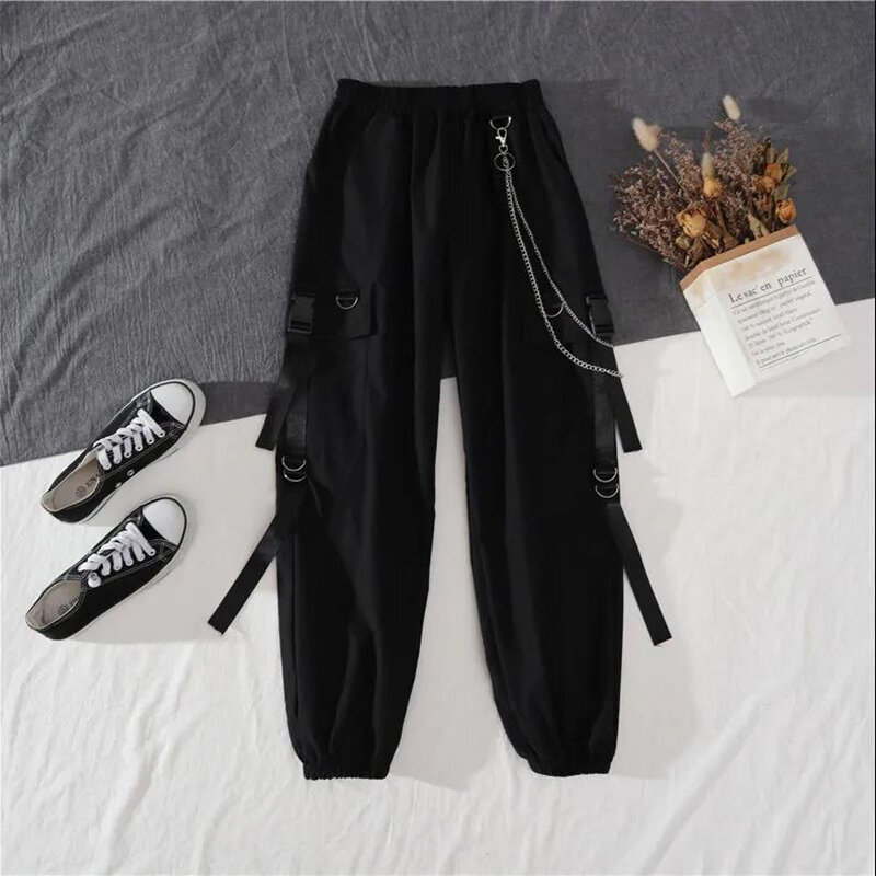 2022 Spring Unisex Harajuku BF Two Piece Set Loose Stitching Fake Cargo Pants Women+Blouse Skirt Spring