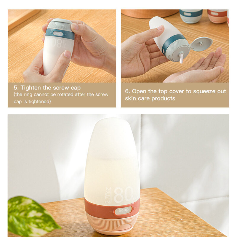 50/80ml Silicone Bottling Portable Travel Leak-Proof Bottle Lotion Shampoo Shower Gel Cosmetic Empty Bottle