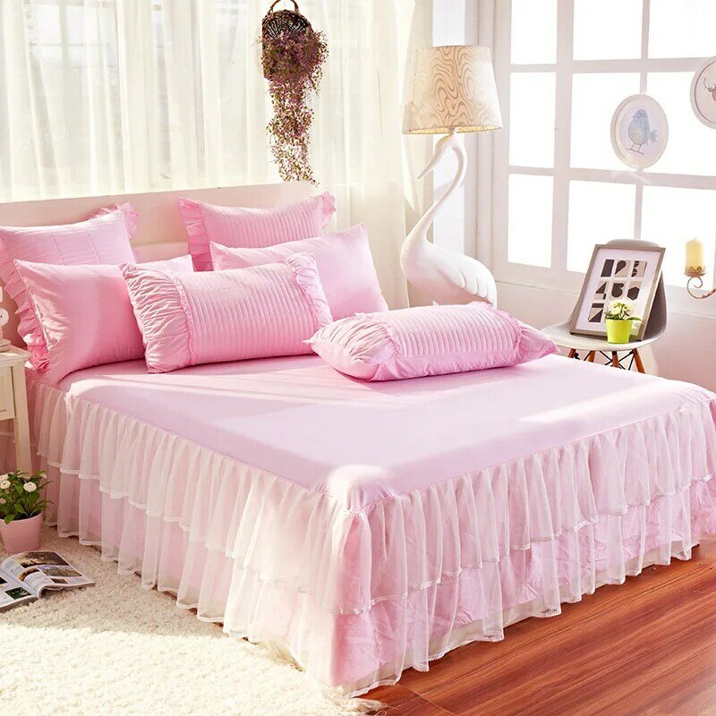 2020 new bedding luxury set lace bed skirt cotton fabric environmental protection printing and dyeing princess bed cover