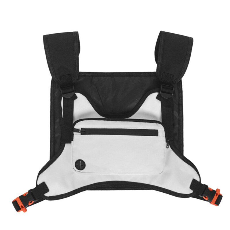 Pochete tática masculina, bolsa de cintura multifuncional da moda, preto e branco, equipamento peitoral para corrida noturna, 2021
