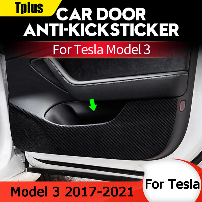 Tplus modelo 3 porta do carro pontapé almofada para tesla model 3 2021 limiar lateral película proteção adesivo modelagem acessórios