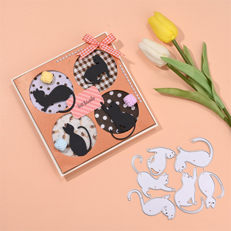 InLoveArts 6pcs Cat Set Scrapbooking Paper Die Cut Stencils Metal Craft Cutting Dies Embossing For Crads Making 2021 Animal Mold