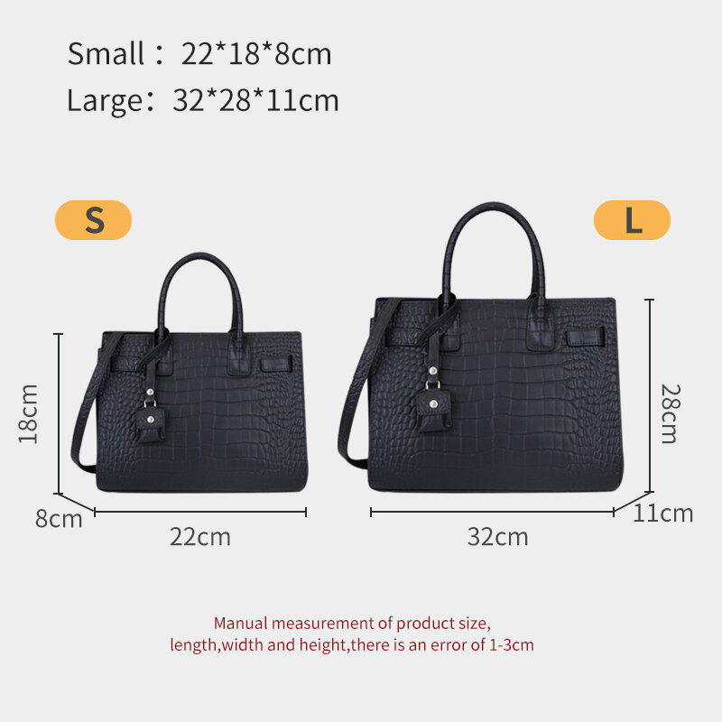 FANSU 간단하고 세련된 숙녀 핸드백 악어 무늬 대용량 가죽 숄더 백 비즈니스 토트 오르간 가방