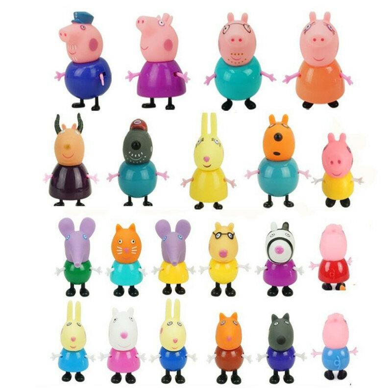 Hot Sell Cartoon Pig Double Faced Villa Anime Figure Kids Toys Set Family Roles Pig Children Gifts Action Figure Pvc Model