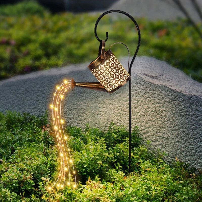 Solar LED Watering Can Lamp Garden Decoration Outdoor Ornaments for Yard Garden Patio Solar Fairy Light String Decorative Lights