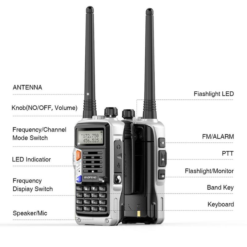 Baofeng UV-S9 mais 10watt uhf/vhf walkie talkie rádio dupla banda alto-falante antena transceptor de longa distância portátil