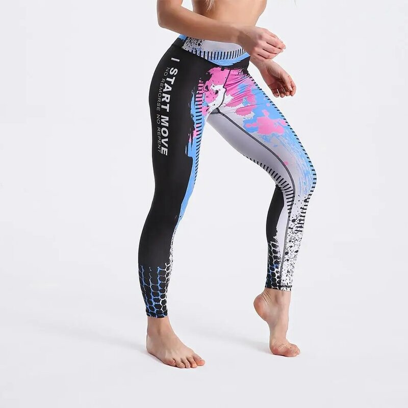 Qickitout 12% Spandex Hoge Taille Digitale Gedrukt Fitness Leggings Push Up Sport Gym Leggings Vrouwen