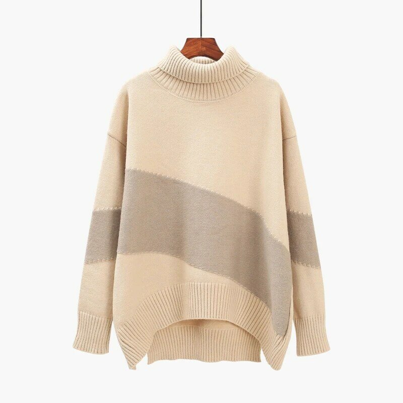 Pull à col haut tricoté pour femme, vêtement d'extérieur, porté à même la peau, style paresseux, vent sauvage, nouvelle collection hiver 2020
