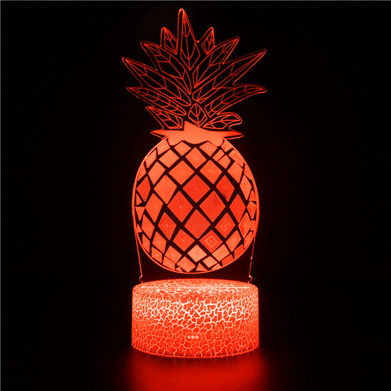 3D night light Nordic plant pineapple golden colorful color change creative home bedroom sensor touch model statue gift LED ligh
