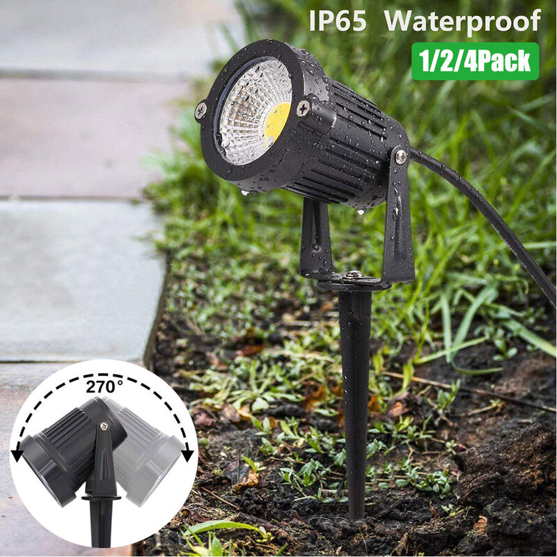 Spot lumineux LED imperméable avec technologie COB, éclairage d'extérieur, luminaire décoratif de paysage, idéal pour un jardin, une pelouse, un sentier, 5W, 85/265V
