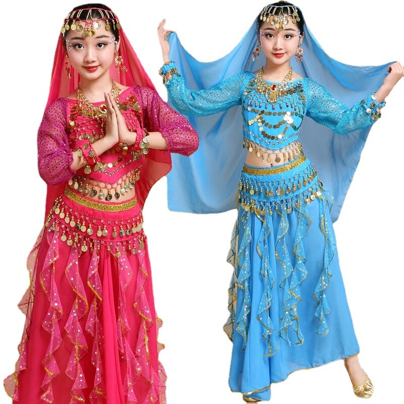 Dança do ventre roupas dançarina bollywood indiano trajes de dança para crianças criança sexy dança do ventre roupas dança oriental para palco