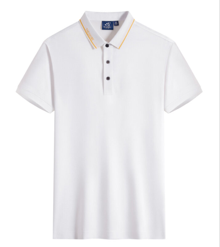 Camiseta de verão com lapela colorida, manga curta, logotipo legal e respirável, roupas de trabalho, homens, short ccb75