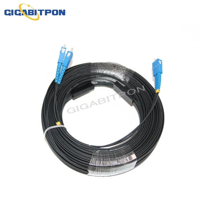 Outdoor 3-steel 2-core fiber optic home cable SM SC/UPC-SC/UPC single-mode G675A1 core 10m-500m black