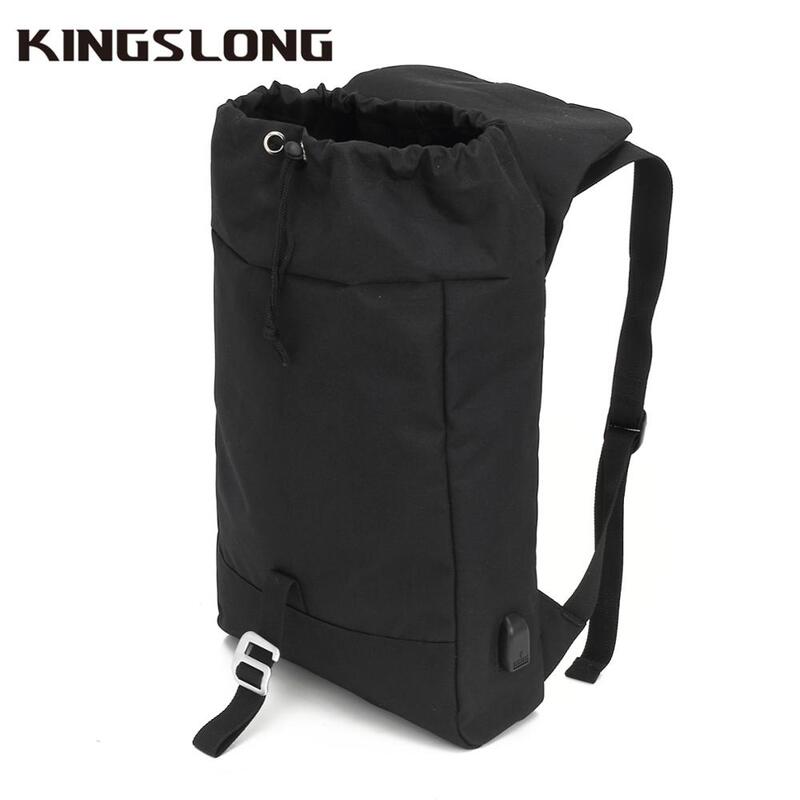 Kingslong Child Water Resistant Backpack for outdoor USB Charge Notebook 10 Laptop Backpack School Bag Small Drawstring pocket