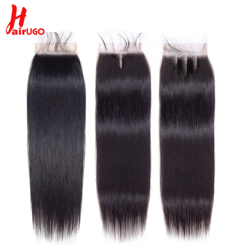 HairUGo Brasilianische Gerade Haar Verschlüsse 5X5 Spitze Verschluss 8 ''-16'' 100% Menschliches Haar Remy Haar Transparent spitze Haar Extensions