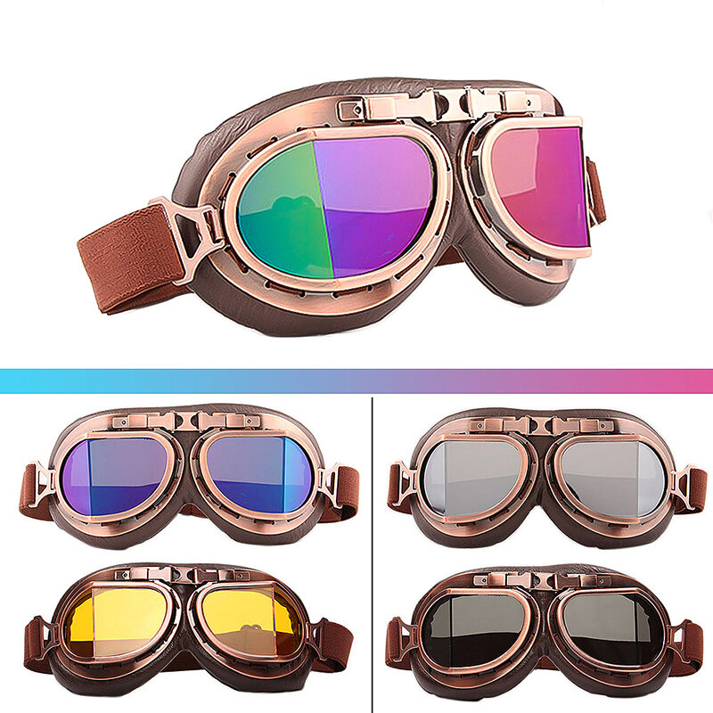 Eliteson-gafas de sol de cuero sintético para motociclismo, lentes de sol con protección UV Vintage, para motociclismo todoterreno