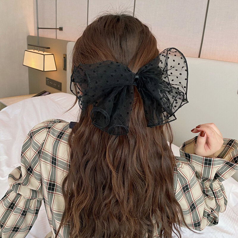 Fashion Elegant Women Hairpins Headband Black White Floral Lace Bowknot Hair Clip Hair Band Girls Hair Ornament Accessories