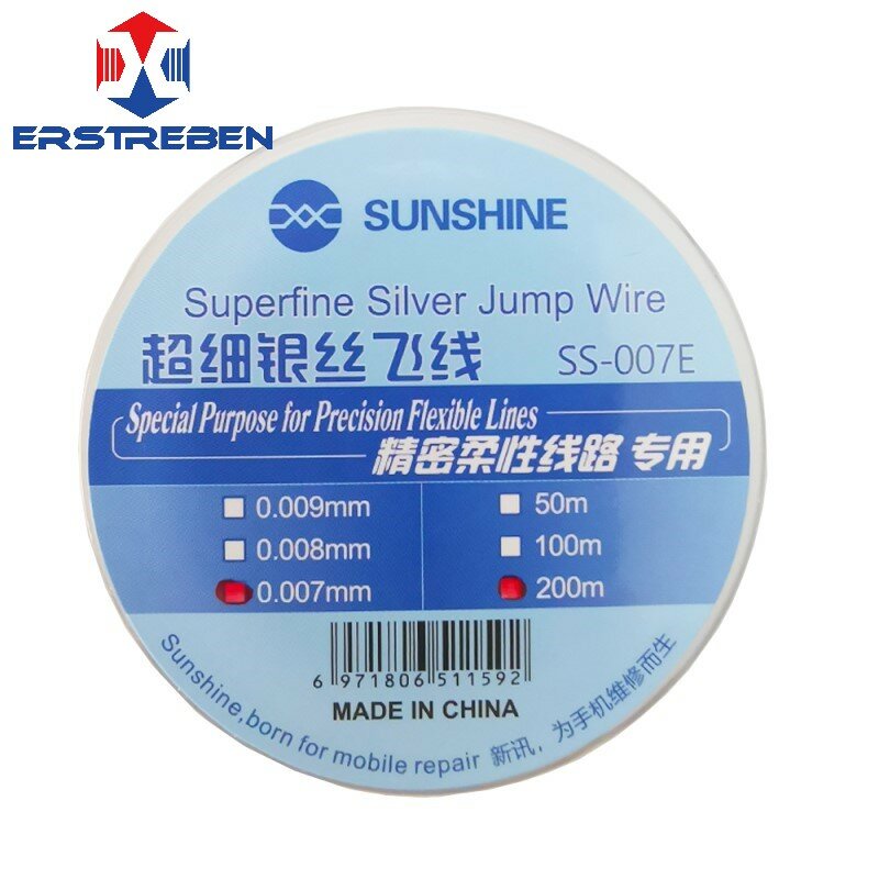 SUNSHINE – fil d'argent Ultra-fin 0.007mm, ligne de mouche, pour soudure, bobine émaillée, fil de raccordement PCB, outil de réparation de téléphone